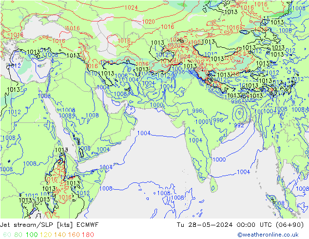 Jet stream/SLP ECMWF Tu 28.05.2024 00 UTC