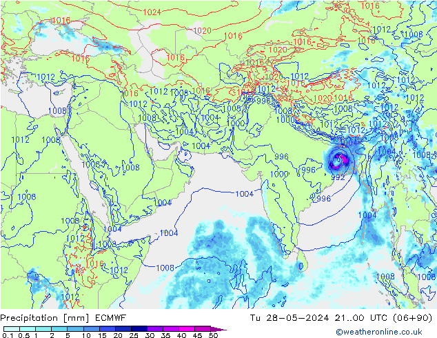 Srážky ECMWF Út 28.05.2024 00 UTC