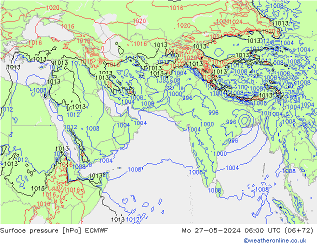 Surface pressure ECMWF Mo 27.05.2024 06 UTC