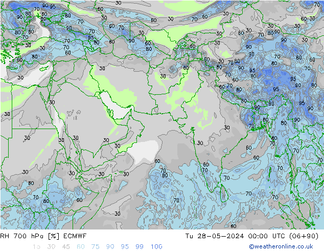 RV 700 hPa ECMWF di 28.05.2024 00 UTC