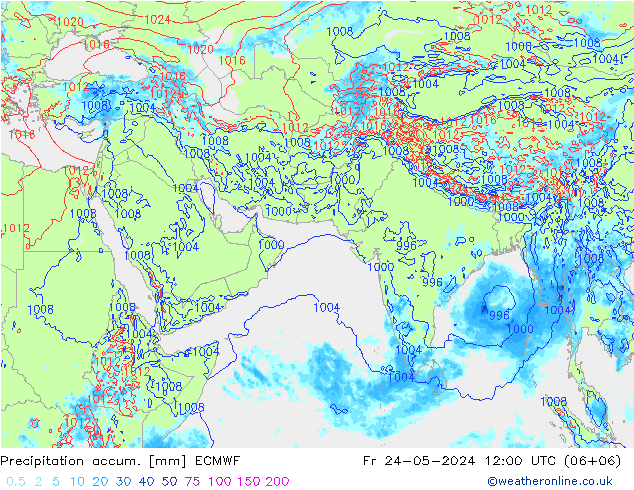 Toplam Yağış ECMWF Cu 24.05.2024 12 UTC