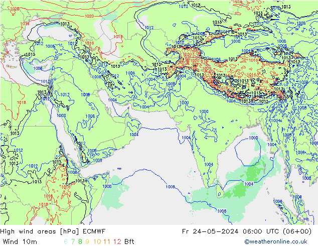 High wind areas ECMWF ven 24.05.2024 06 UTC