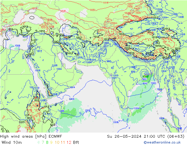 High wind areas ECMWF Ne 26.05.2024 21 UTC