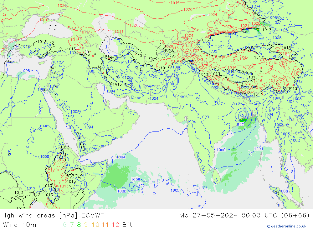 High wind areas ECMWF lun 27.05.2024 00 UTC