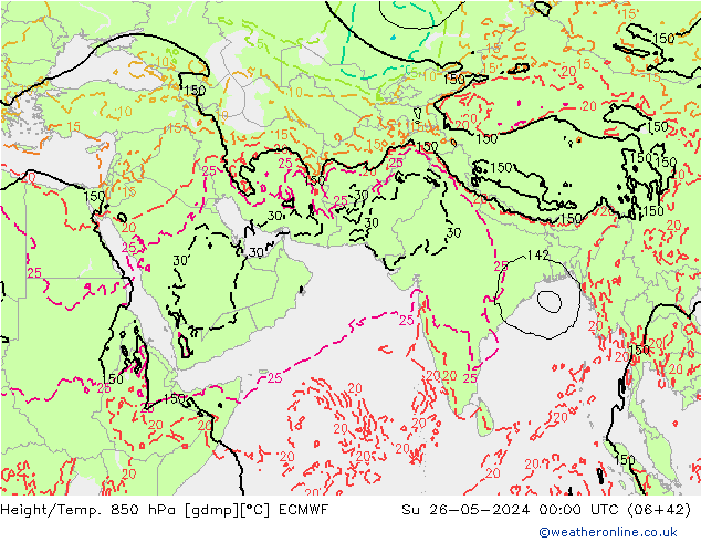 Height/Temp. 850 hPa ECMWF Su 26.05.2024 00 UTC