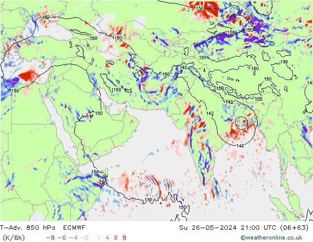 T-Adv. 850 hPa ECMWF Su 26.05.2024 21 UTC