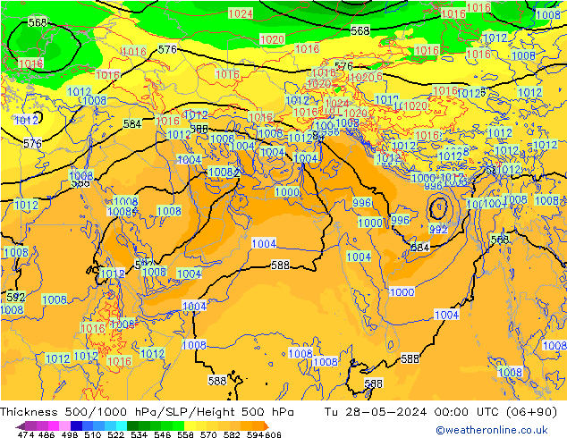 Thck 500-1000hPa ECMWF mar 28.05.2024 00 UTC