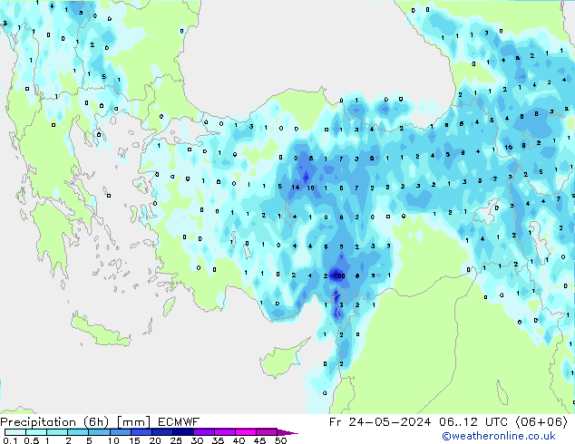 Z500/Rain (+SLP)/Z850 ECMWF Fr 24.05.2024 12 UTC