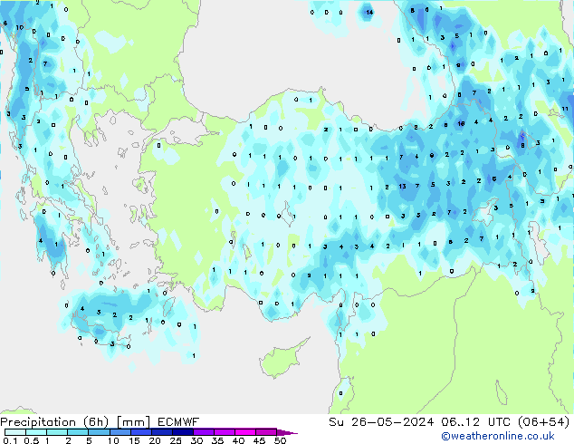 Z500/Rain (+SLP)/Z850 ECMWF Dom 26.05.2024 12 UTC