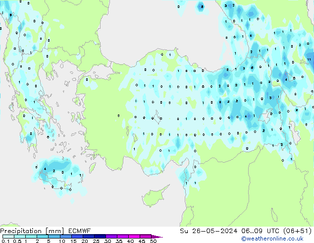Precipitazione ECMWF dom 26.05.2024 09 UTC
