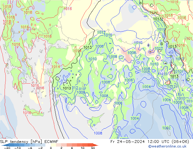 SLP tendency ECMWF Fr 24.05.2024 12 UTC