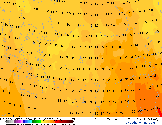 Yükseklik/Sıc. 850 hPa ECMWF Cu 24.05.2024 09 UTC