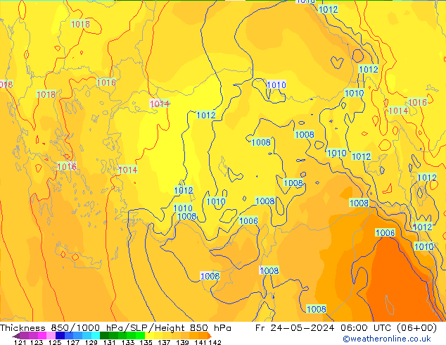 Thck 850-1000 hPa ECMWF Fr 24.05.2024 06 UTC