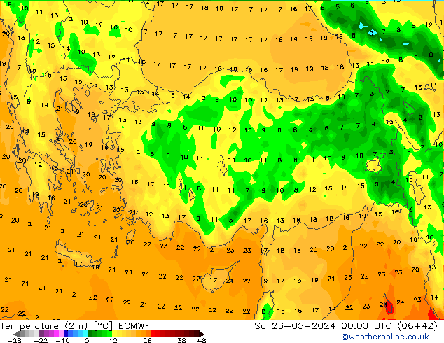 Temperature (2m) ECMWF Su 26.05.2024 00 UTC