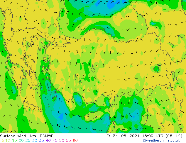 Bodenwind ECMWF Fr 24.05.2024 18 UTC