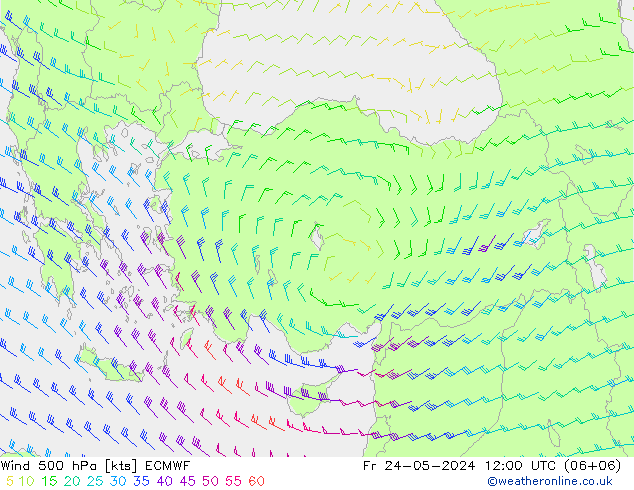 Wind 500 hPa ECMWF Fr 24.05.2024 12 UTC