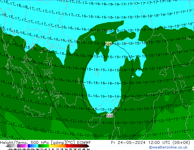 Z500/Rain (+SLP)/Z850 ECMWF Pá 24.05.2024 12 UTC