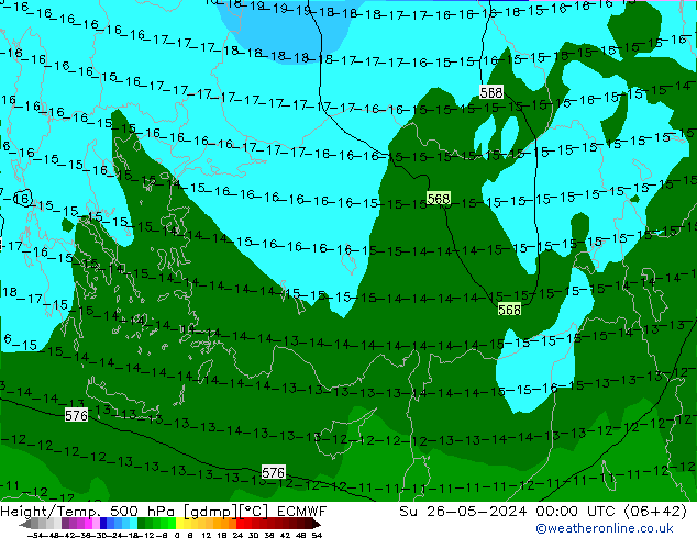 Z500/Rain (+SLP)/Z850 ECMWF Dom 26.05.2024 00 UTC