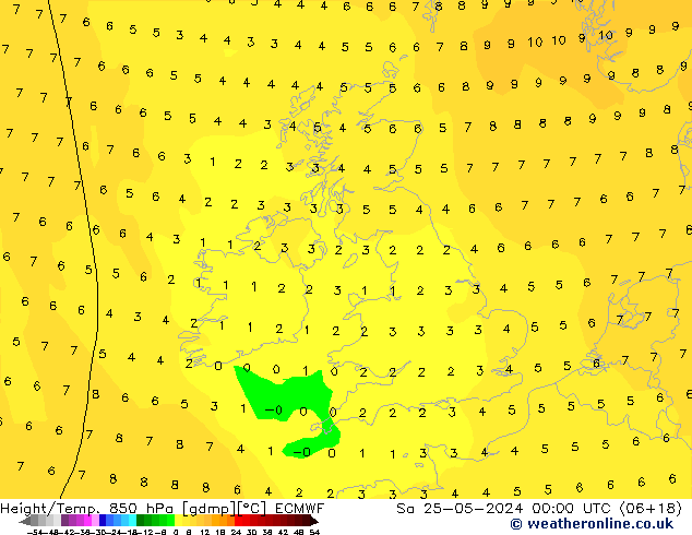 Z500/Rain (+SLP)/Z850 ECMWF Sa 25.05.2024 00 UTC