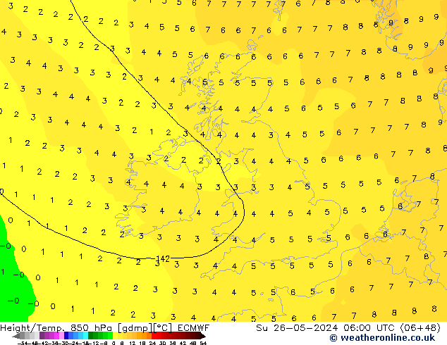 Height/Temp. 850 hPa ECMWF Ne 26.05.2024 06 UTC