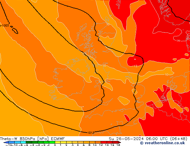 Theta-W 850hPa ECMWF Ne 26.05.2024 06 UTC