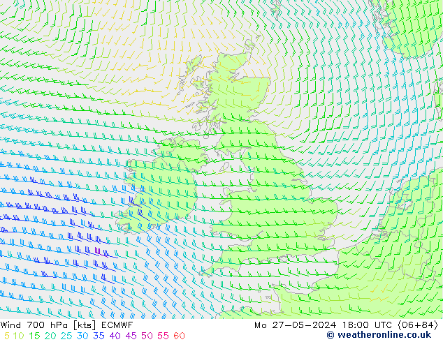 Vent 700 hPa ECMWF lun 27.05.2024 18 UTC