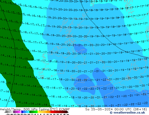 Z500/Rain (+SLP)/Z850 ECMWF сб 25.05.2024 00 UTC