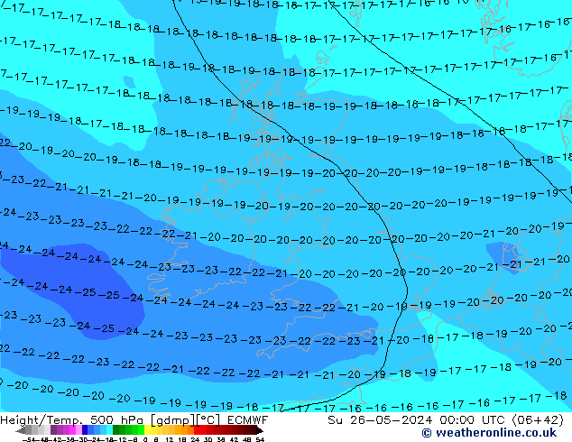 Z500/Rain (+SLP)/Z850 ECMWF Dom 26.05.2024 00 UTC