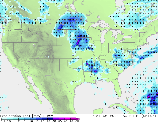 Prec 6h/Wind 10m/950 ECMWF ven 24.05.2024 12 UTC