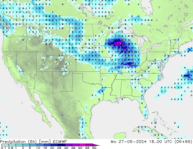 Z500/Rain (+SLP)/Z850 ECMWF пн 27.05.2024 00 UTC