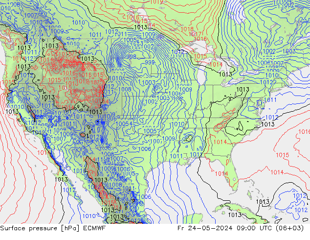 ciśnienie ECMWF pt. 24.05.2024 09 UTC