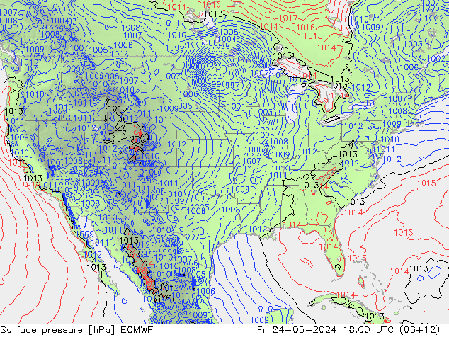 Surface pressure ECMWF Fr 24.05.2024 18 UTC