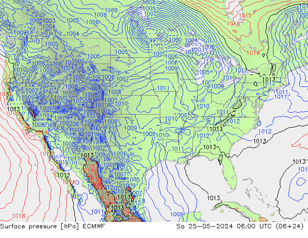 приземное давление ECMWF сб 25.05.2024 06 UTC