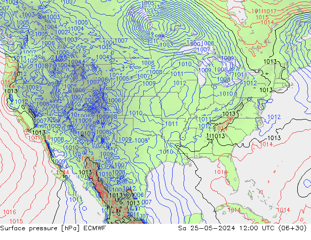 Surface pressure ECMWF Sa 25.05.2024 12 UTC