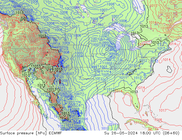 Pressione al suolo ECMWF dom 26.05.2024 18 UTC