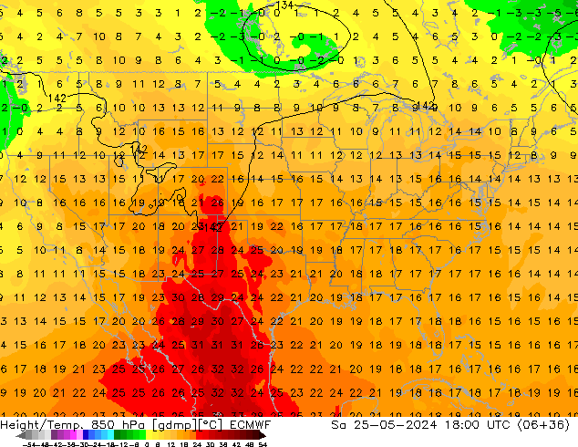 Z500/Rain (+SLP)/Z850 ECMWF So 25.05.2024 18 UTC