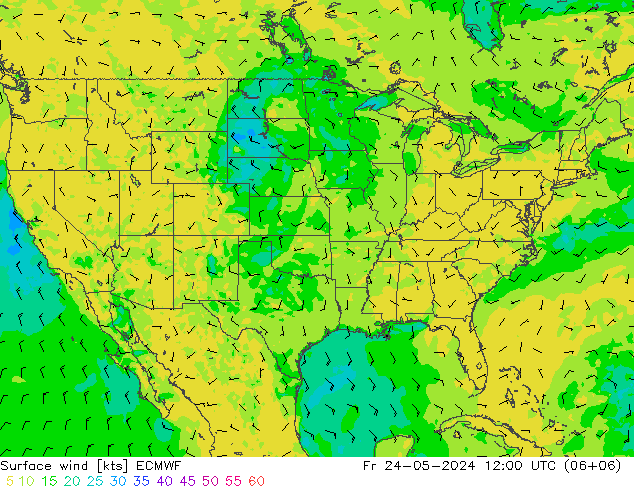 Prec 6h/Wind 10m/950 ECMWF ven 24.05.2024 12 UTC