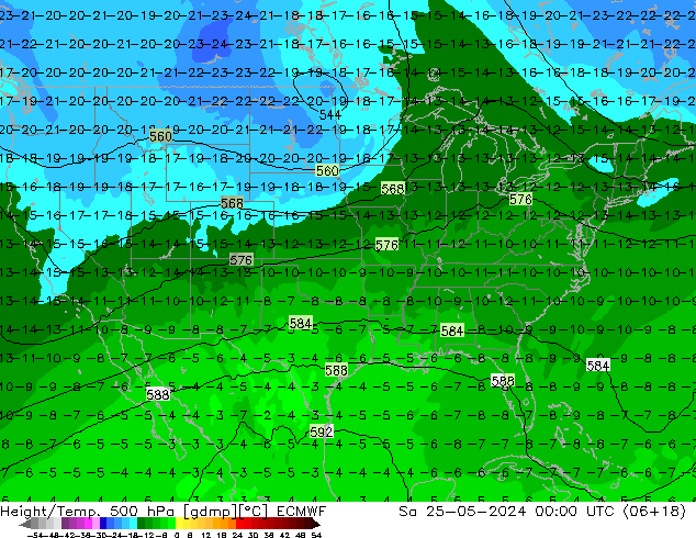 Z500/Yağmur (+YB)/Z850 ECMWF Cts 25.05.2024 00 UTC