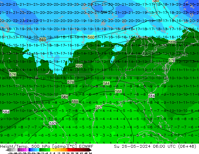 Height/Temp. 500 hPa ECMWF Ne 26.05.2024 06 UTC