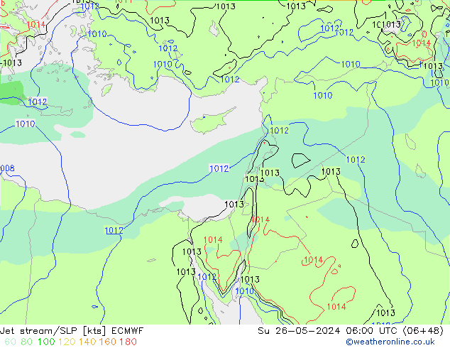 Jet stream ECMWF Dom 26.05.2024 06 UTC