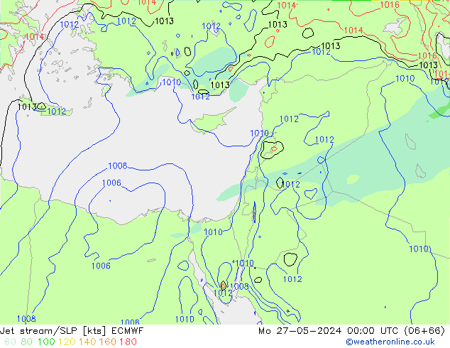 Prąd strumieniowy ECMWF pon. 27.05.2024 00 UTC