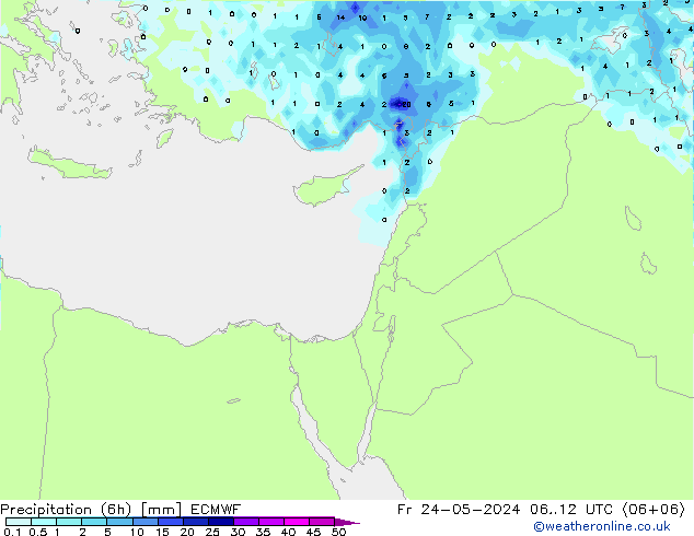 Precipitación (6h) ECMWF vie 24.05.2024 12 UTC