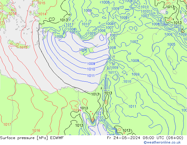 Atmosférický tlak ECMWF Pá 24.05.2024 06 UTC