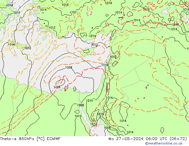 Theta-e 850hPa ECMWF ma 27.05.2024 06 UTC