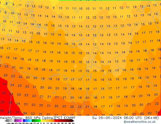 Height/Temp. 850 hPa ECMWF dom 26.05.2024 06 UTC