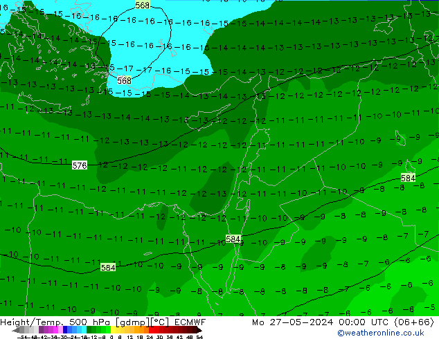 Z500/Rain (+SLP)/Z850 ECMWF Po 27.05.2024 00 UTC