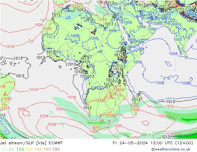 Prąd strumieniowy ECMWF pt. 24.05.2024 12 UTC