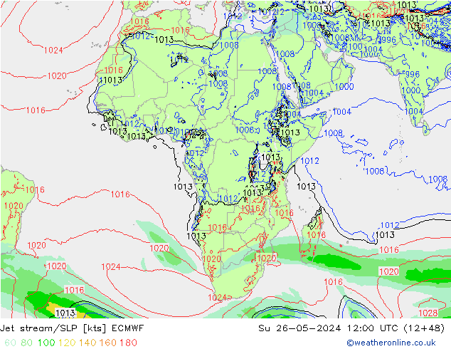 Prąd strumieniowy ECMWF nie. 26.05.2024 12 UTC