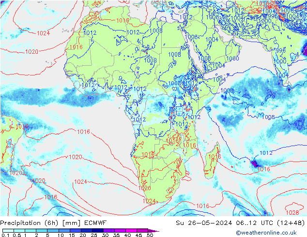 Z500/Rain (+SLP)/Z850 ECMWF Su 26.05.2024 12 UTC