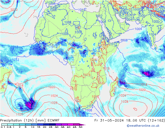 осадки (12h) ECMWF пт 31.05.2024 06 UTC